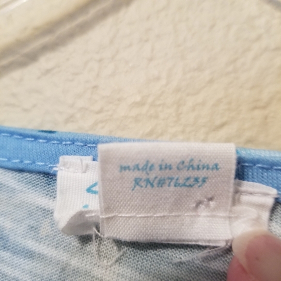 SUN BAY Womens Top size 2X   3/4 Sleeve Blue/White Beachy NWT - Picture 5 of 9